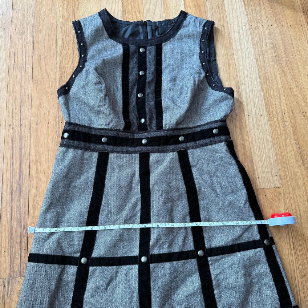 Anna Sui Black Sleeveless Studded Lace Velvet Sheath Dress Size 5 Gossip Girl - Picture 11 of 14